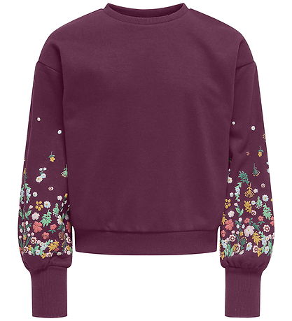 Kids Only Sweatshirt - KogBrooke - Mauve Wine/Laptoptasche Flowe