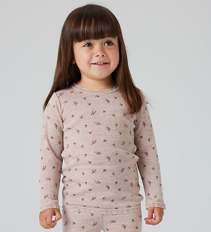 Name It Bluse - Wolle - Noos - NmfWang - Shadow Grau/Small Blume