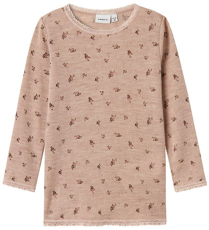 Name It Bluse - Wolle - Noos - NmfWang - Shadow Grau/Small Blume
