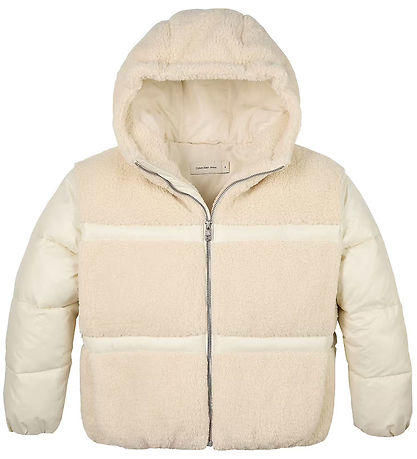 Calvin Klein Vadderad jacka m. Fleece - Vithätta Grå