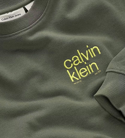 Calvin Klein Sweatshirt - Relaxed Back Print - Thyme Green w. Gu