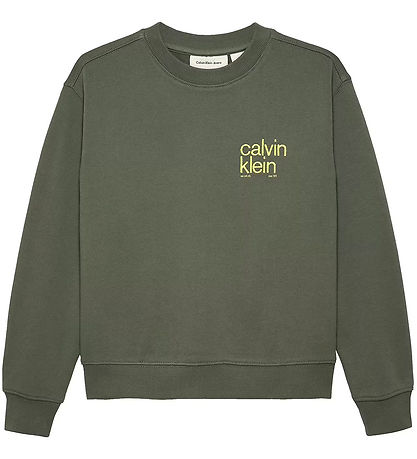 Calvin Klein Sweatshirt - Relaxed Back Print - Thyme Green w. Gu