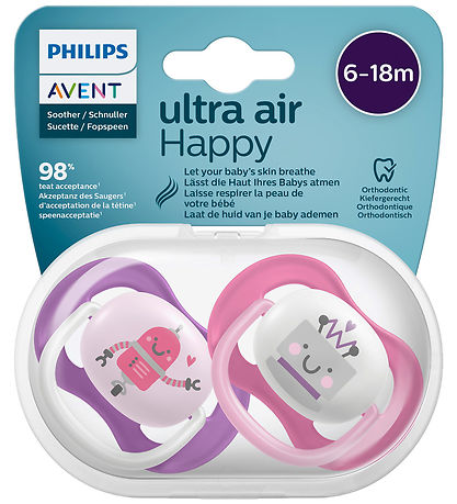 Philips Avent Schnuller - 2er-Pack - Ultra Air - Pink/Lila m. Ro