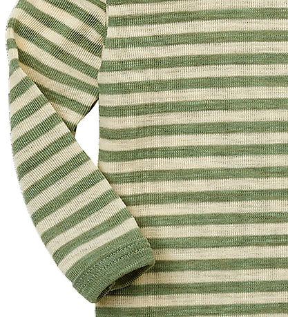 Engel Bodysuit l/s - Wool - Sage Green Melange/Natural