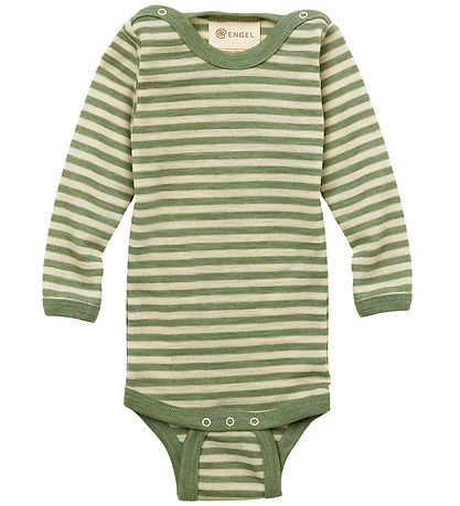Engel Bodysuit l/s - Wool - Sage Green Melange/Natural