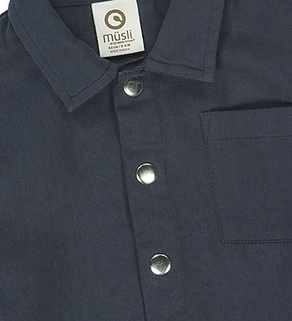 Müsli Skyrta - Twill Barn - Nótt Blue