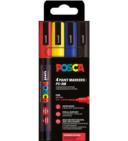 Posca Tussit - PC-3M - 4 kpl. - Punainen/Keltainen/Sininen/Musta