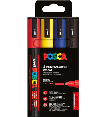 Posca Tussit - PC-5M - 4 kpl. - Punainen/Keltainen/Sininen/Musta