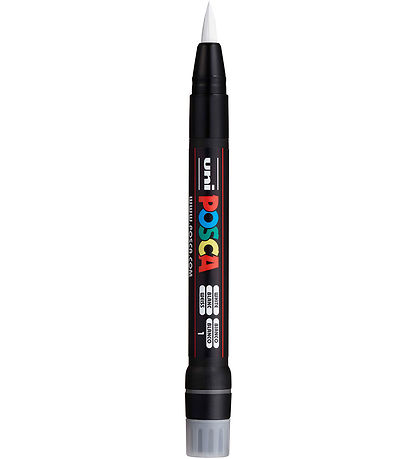 Posca Markers w. Brush tip - PCF-350 - 3 pcs - White/Black