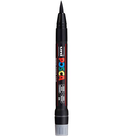 Posca Markers w. Brush tip - PCF-350 - 3 pcs - White/Black