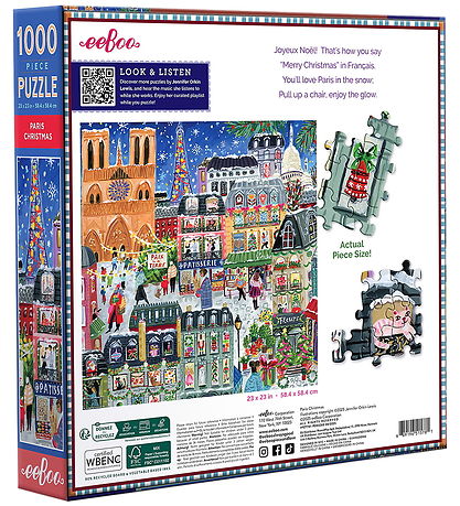 Eeboo Jigsaw Puzzle - 1000 Bricks - Paris Christmas