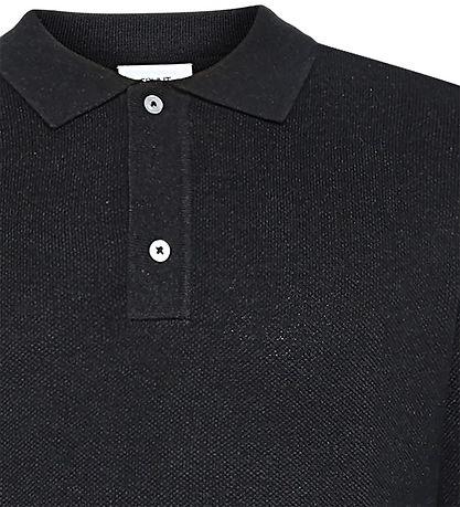 Grunt Blússa - Polo Prjónað - GrHam - Black Melange
