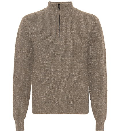 Grunt Bluse - Halber Reißverschluss - Strick - GrTone - Nature M