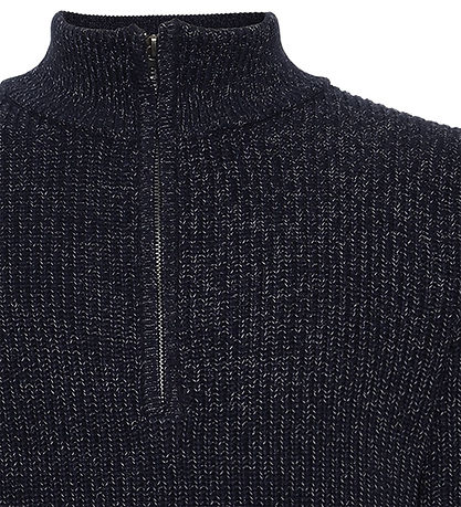 Grunt Bluse - Halbreißverschluss - Strick - GrTone - Navy Melang