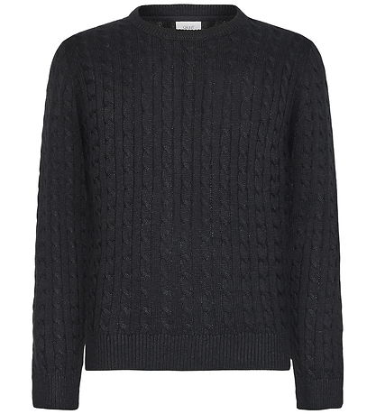 Grunt Bluse - Strick - Grün - Black Melange