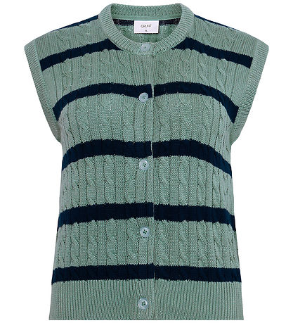 Grunt Väst - Stickad - GrLine - Dust Green/Marinblå