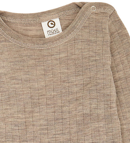 Müsli Bodysuit l/s - Rib - Woolly - Wool - Conditioner Melange