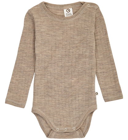 Müsli Bodysuit l/s - Rib - Woolly - Wool - Conditioner Melange