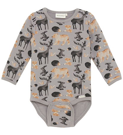 Minymo Bodysuit l/s - AOP - Sweat - Cloudburst