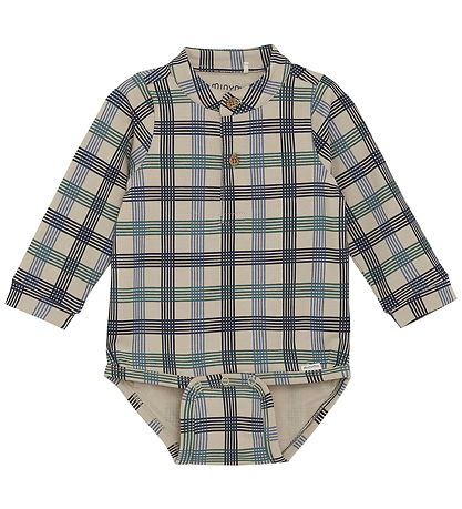 Minymo Bodysuit l/s - AOP - Oxford Tan