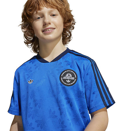adidas Originals Stuttermabolur - Blátt M. Lógó