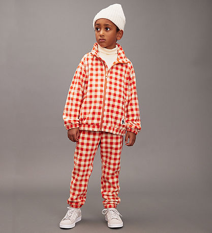 Mini Rodini Flísjakki - Gingham - Rautt/Hvít - köflótt