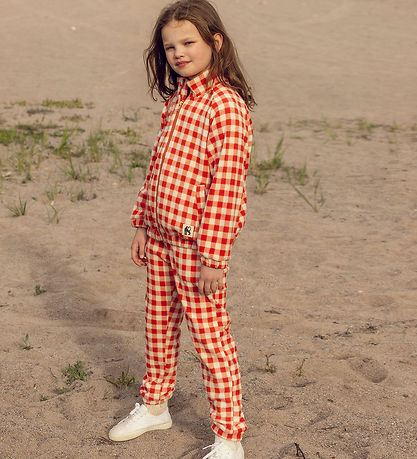 Mini Rodini Flísjakki - Gingham - Rautt/Hvít - köflótt