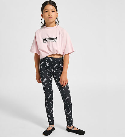 Hummel Leggings - hmlJR Líkamsræktarstöð - Svart/Hvítt M. Lógó