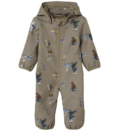 Name It Softshell Suit w. Fleece - NbnAlfa08 - Silver Mink/GO