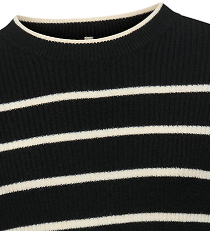Kids Only Kjóll - Prjónað - Rib - KogIbi - Black/Hvítkappi Grey