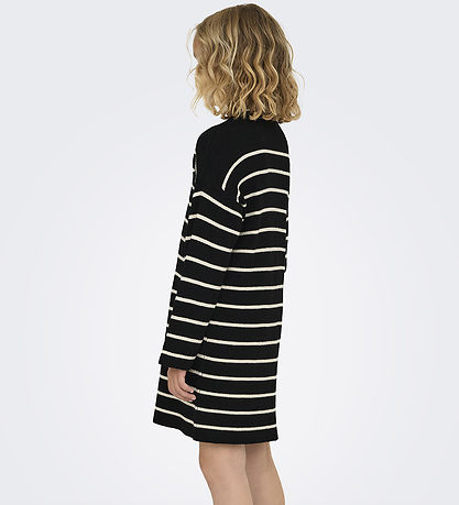 Kids Only Kjóll - Prjónað - Rib - KogIbi - Black/Hvítkappi Grey