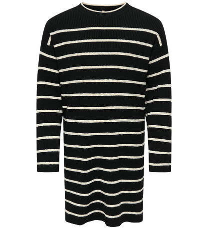 Kids Only Kjóll - Prjónað - Rib - KogIbi - Black/Hvítkappi Grey