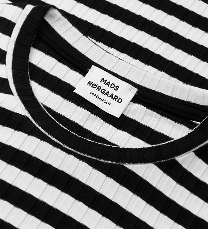 Mads Nørgaard Dress - Stripe Dubina - Black/Vanilla Ice