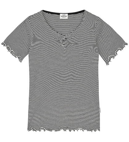 Mads Nørgaard T-Shirt - Rib - Stripe Tiki - Black/Vanilla Ice