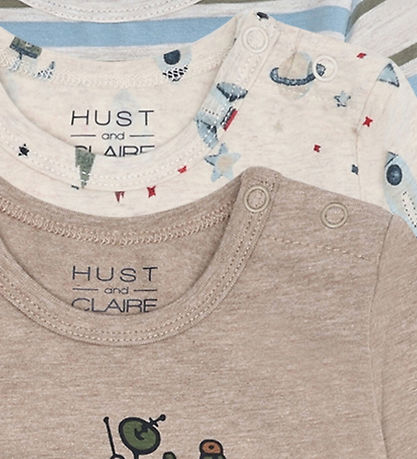 Hust and Claire Bodysuit l/s - 3-Pack - Bertram Rocket - Wheat M