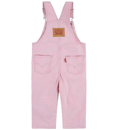 Levis Hängselbyxor - Järnväg Stripe - Bright White/Rosa
