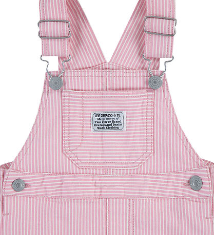 Levis Hängselbyxor - Järnväg Stripe - Bright White/Rosa