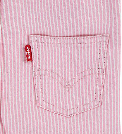 Levis Hängselbyxor - Järnväg Stripe - Bright White/Rosa
