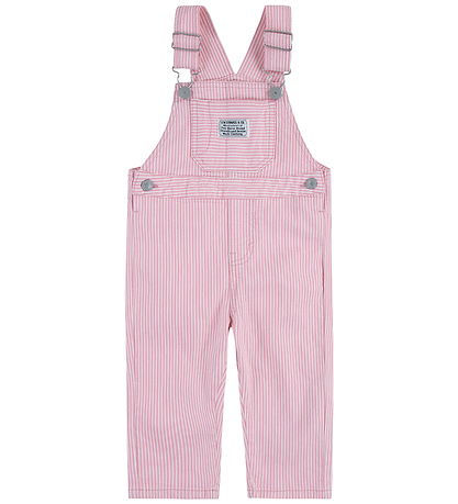 Levis Hängselbyxor - Järnväg Stripe - Bright White/Rosa