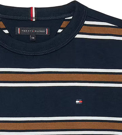 Tommy Hilfiger Stuttermabolur - Cotton Stripe - Dökkblátt Multi 