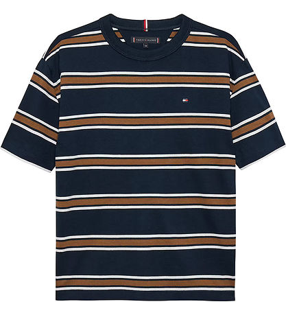 Tommy Hilfiger Stuttermabolur - Cotton Stripe - Dökkblátt Multi 