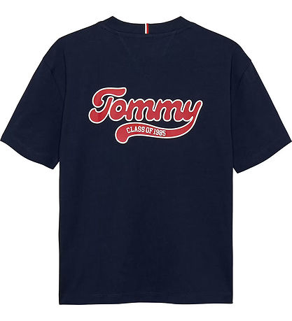 Tommy Hilfiger Stuttermabolur - Varsity Framan Aftan - Dark Nætu