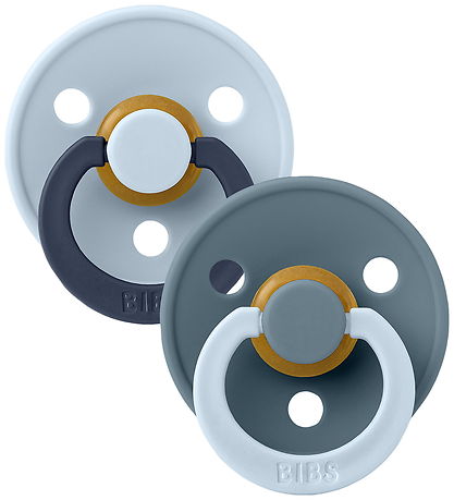 BIBS Colour Schnuller - Gr. 3 - 2er-Pack - Rund - Baby Blue Petr