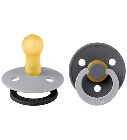 BIBS Colour Schnuller - Gr. 2 - 2er-Pack - Rund - Cloud Iron Mix