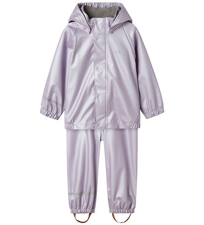 Name It Regnkläder m. Fleece - NmfDry - Dimmig Lilac