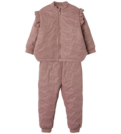 Name It Termo Set w. Fleece - NmfMoon - Woodrose w. Glitter