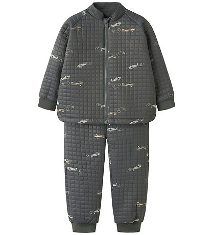 Name It Termo Set w. Fleece - NmmMoon - Grey Pinstripe