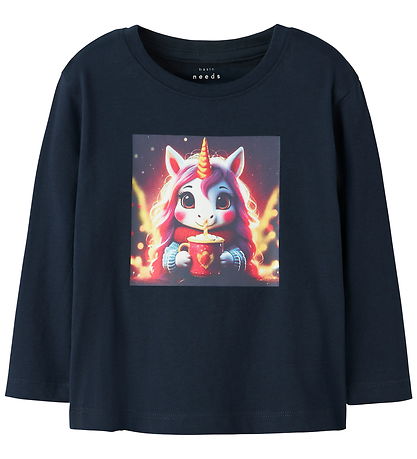 Name It Blússa - NmfVotea - Dökkblátt Blazer/Heitt Cocoa Unicorn