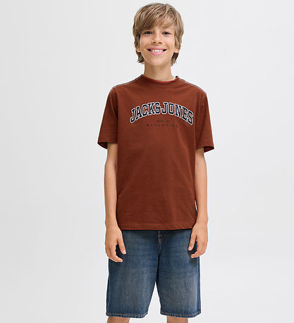 Jack & Jones Stuttermabolur - JjeCaleb - Brennt henna