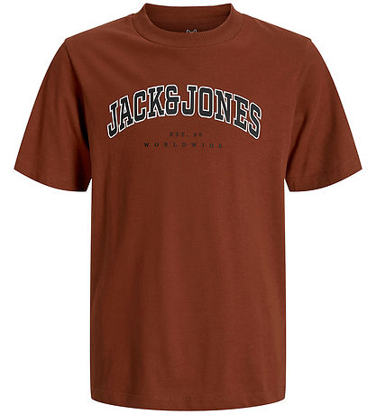 Jack & Jones Stuttermabolur - JjeCaleb - Brennt henna